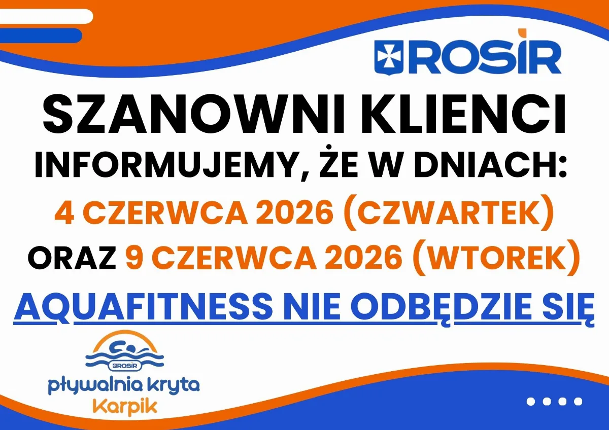 Zmiany w harmonogramie Aqua Fitness w Pływalni Karpik