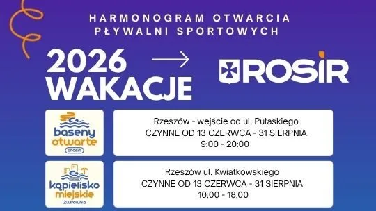 Harmonogram funkcjonowania obiektów ROSiR w wakacje 2026