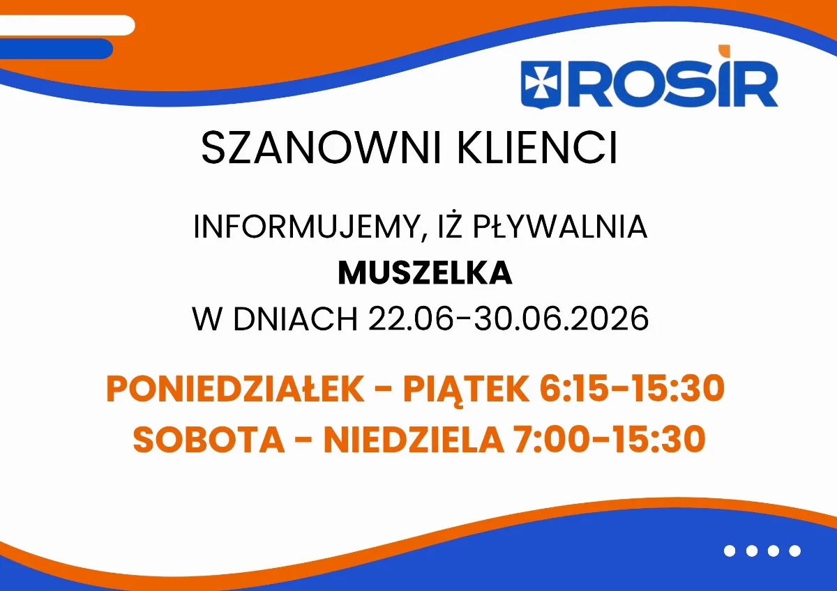 Zmiana godzin otwarcia Pływalni Krytej Muszelka przy ul. Starzyńskiego